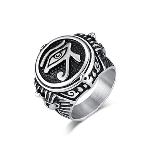 Anillo de sello vintage egipcio con diseño de gota, de acero inoxidable, con Ojo de Horus, en plata y negro, para hombre, servicio OEM ODM, Joyería XR Xrrw233b - Product Image 5