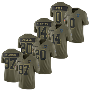 Jersey Detroit Khusus Wanita & Pria 2025 Salute to Service, Kaos American Football Custom, Bordir Jahit, Seragam Remaja - Product Image 1