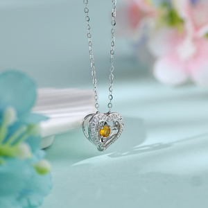 Handmade Heart Shape 14K White <b>Gold</b> <b>Solid</b> Natural Diamonds <b>Pendants</b> High Quality Sapphire Women Classic Gift Luxury Jewelry - Product Image 1