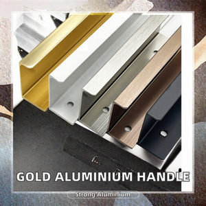 Modern Aluminium Alloy Gold Gym Wardrobe Cabinet <strong>Door</strong> Edge Profile Finger Shiny Handle - Product Image 6