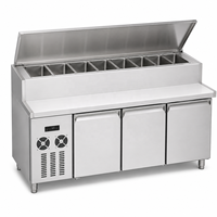Table de préparation de salades pour restaurant avec revêtement antirouille pour une utilisation professionnelle en cuisine commerciale et pour les pizzerias à fort volume de production
