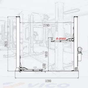 <span class=keywords><strong>VICO</strong></span> V-LZL-<span class=keywords><strong>C</strong></span>-2240 Pont élévateur hydraulique à deux colonnes et double vérin de 4 tonnes pour ateliers de réparation automobile, hauteur de levage 25-72,8 pouces - Product Image 4