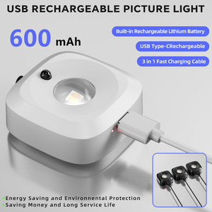 <b>Wireless</b> Rechargeable LED Puck Wall <b>Lamp</b> Remote Control 3000K-6500K Color Temp Dimmable & Timer Modern Design Wall-Mounted - Product Image 4