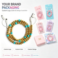 Câble de données USB Type C 4-en-1 avec texture turquoise contrastante et perles métalliques pour téléphone portable, écouteurs et ordinateur portable