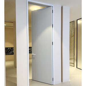Hochwertige Minimalistische Holztür in Grau Beschichtet aus Rohholz für Zuhause - Product Image 1