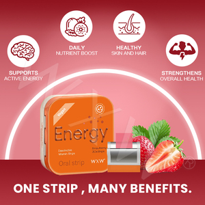 Tiras orales energéticas con soporte de fábrica OEM con suplemento vitamínico de refuerzo de proteínas para la tira de fusión bucal sabor a fresa - Product Image 3