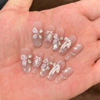 Faux ongles papillon effet givré faits à la main, ultra-fins, sans couture, effet œil-de-chat, motifs pois papillon, haut de gamme, purs