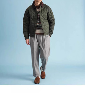 Custom <strong>Quilted</strong> <strong>Jacket</strong> Diamond <strong>Pattern</strong> Polyester Coat Vintage Lapel Coat Windproof Warm Cargo <strong>Jacket</strong> for Autumn Winter - Product Image 5