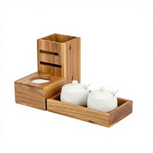 Juego de Condimentos Moderno de Madera con Frascos y Portautensilios, Forma Rectangular, Accesorio de Mesa Duradero, THANH TUNG THINH CO. LTD - Product Image 1