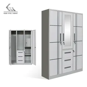 2021 Kemei wholesale price India bedroom wardrobe design 2 door steel metal almirah clothes wardrobe