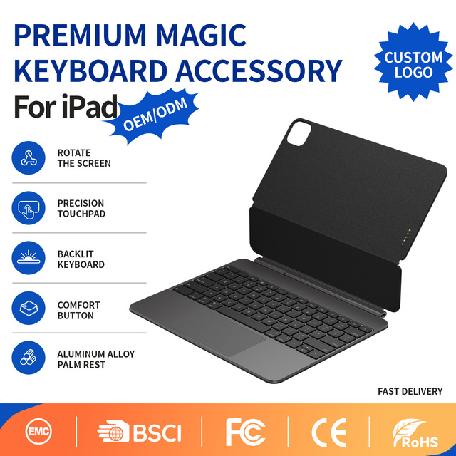 Aluminum Magnetic Magic Keyboard Case with Floating Stand Backlit Touchpad for iPad Pro 12.9 Inch 2022 BT Cover