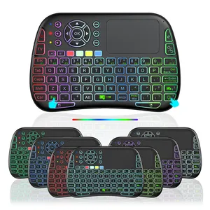 M9 Oplaadbare Mini Toetsenbord 7 Kleuren Achtergrondverlichting 2.4G Draadloze Lucht Muis Qwerty Touchpad Toetsenbord Slimme Afstandsbediening Voor Tv Android Box