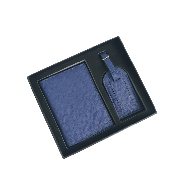 Portafoglio da viaggio con Logo personalizzato porta carta sottile copertina del passaporto e set di etichette per bagagli porta passaporto in pelle sintetica con scatola regalo