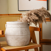 Urne florale rétro, pot à fleurs vintage en magnésium, jardinière décorative, pot de fleurs minimaliste moderne, ornement de sol émaillé noir, Chine