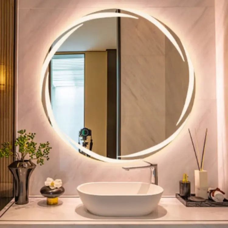 Wholesale LED Round Bath Mirror 70cm 80cm 90cm Front Light LED Smart Mirror Touch screen Led Mirror Bathroom