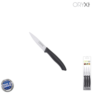 Coltello da cucina Nuuk, lama in acciaio inossidabile, 9 cm, nero (confezione blister da 3 pezzi) - Product Image 1