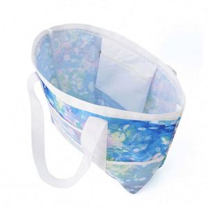 Bolsas de Compras de Malla Azul con Logotipo Personalizado Impreso al por Mayor, Bolsas de Playa de Verano de Nailon Negro para Mujer - Product Image 3