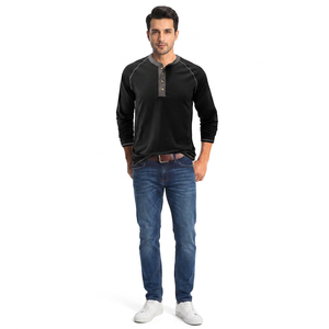 Logo personnalisé Chemises pour hommes Sweats à capuche unis à manches longues Streetwear vierge T-shirt pull-over pour hommes de grande taille pour hommes - Product Image 1