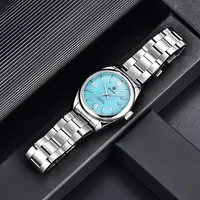 Montre automatique mécanique pour homme Benyar 5185, cadran squelette, bracelet en acier inoxydable, étanche, aiguilles lumineuses, calendrier, montre-bracelet