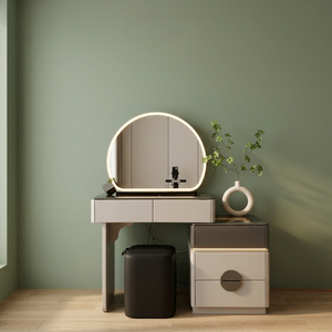 Table de maquillage moderne avec miroir éclairé et tiroirs de rangement pour meubles de chambre - Product Image 2