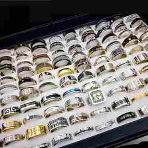 Lot de 100 bagues unisexes classiques en acier inoxydable, style éternité, pour mariages et cadeaux, tailles assorties, platine rose - Product Image 4