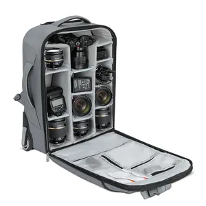 Airport International Rolling Camera Bag Trolley Camera Case Hard Bag Digital Camera Trolley Backpack With Tripod Strap