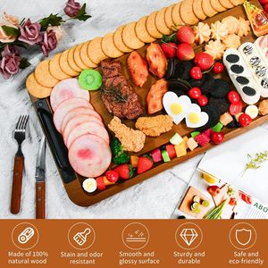 Planche à charcuterie en bois d'acacia extra large, longue planche à découper, <span class=keywords><strong>plateau</strong></span> de service <span class=keywords><strong>rectangulaire</strong></span> pour barbecue avec poignée pour <span class=keywords><strong>fromage</strong></span> - Product Image 4