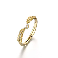 Bijoux en argent de luxe de style japonais Bague feuille de branche d'olivier réglable avec zircon clouté de diamants Bague queue vintage