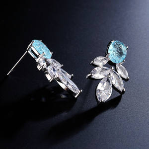 RAKOL EP5357 New Arrival Large Earrings for Women <b>Leaf</b> Cubic Zirconia Earrings Jewelry Customize Bridal Stud Earrings - Product Image 3