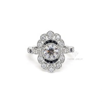 Bague vintage en argent sterling 925, diamant moissanite de forme ronde OEC 1 carat D VVS1, cadeau pour femme