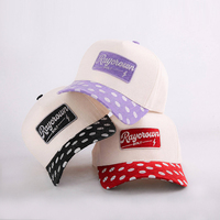 Casquette de baseball sportive Y2K tendance en coton 100 % respirant à pois avec patch tissé sur la visière, vente en gros de haute qualité