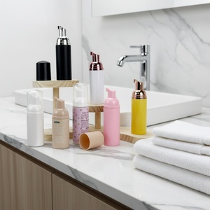 <b>Empty</b> Pet <b>Plastic</b> Facial Cleanser Mousse Pump <b>Bottle</b> 30ml 50ml 60ml 100ml Black Foam Pump <b>Bottle</b> for Facial Cleanser and Shampoo - Product Image 1