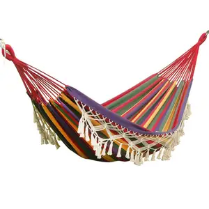 Couleur Double bois macramé jardin gland hamac Portable extérieur Amacas balançoire Colgantes hamac avec sangle d'arbre