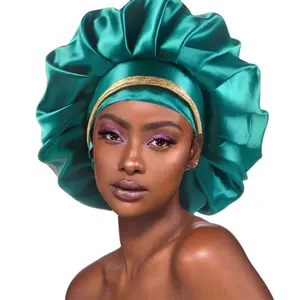 Wholesale Ankara Bonnet African Wax Print Hair Bonnets Elastic Stretchy Wide Band Glitter Large Bonnets