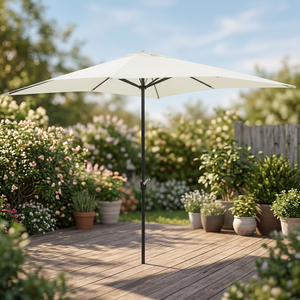 Ombrellone da Giardino Moderno 3x3m Color Ecru, Stile Contemporaneo, Copertura per Spiaggia e Patio, Palo in Acciaio, Telaio in Acciaio, per Uso Esterno in Palestre e Hotel - Product Image 3