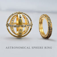Bague Astrosphère Rétro Sphère Inversé Étoile Imageur Cosmique Ciel Étoilé Couple Creative Amour Confession Anneau
