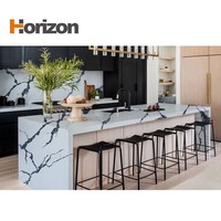 Pierre de quartz artificielle Horizon pour plan de travail de cuisine Plans de travail en quartz pour cuisines Blanc Dalles de quartz de 2 cm