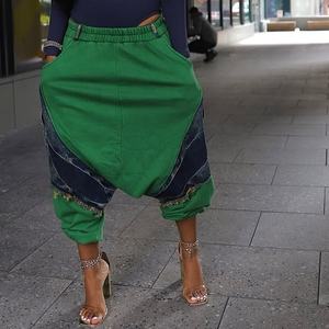 Fashion Hip Hop Sexy Casual Color Block Patchwork in Denim sportivo ampio ampio pantaloni da Jogger pantaloni <span class=keywords><strong>Cargo</strong></span> <span class=keywords><strong>donna</strong></span> - Product Image 2