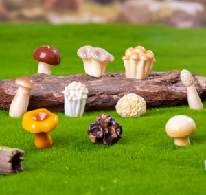 Resina in miniatura simpatico cartone animato Shiitake enoki re ostrica funghi ostrica spugnole fungo bianco fungo nero fata ornamenti da giardino - Product Image 2
