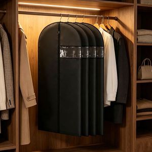 Non Woven Fabric Garment With Clear Window Suit Clothes Dust <b>Cover</b> Breathable Wardrobe Storage Bag for Hanging - Product Image 1