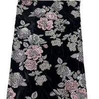 Tissu en velours tricoté à carreaux coréens avec broderie, polyester léger, style chinois, robe Cheongsam en stock