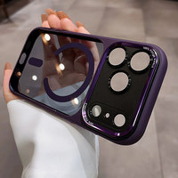 Protection d'objectif électroplaquée magnétique transparente pour iPhone 17 Pro Max, Air 16, 15, et coque pour iPhone 17 avec contrôle de la caméra