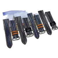 Bracelet de remplacement pour montre connectée en toile rétro, denim, fibre de carbone, 20 mm, respirant, avec boucle à ardillon