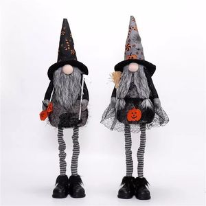 Adorable Juego de Gnomos de Halloween con Luz, 2 Piezas, Brujas de Peluche Brillantes para Decoración de Chimenea - Product Image 6