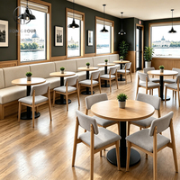 Chaise Ron Group personnalisée en bois massif, table ronde en bois, banquette en tissu, mobilier moderne de luxe pour café et restaurant