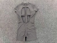 Combinaison de sport moulante GH à demi-zip, manches courtes, dos ouvert, pour femme, idéale pour le yoga et le fitness