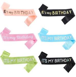 Banda de satén para el hombro con la inscripción 'Es mi cumpleaños' para mujeres y niñas, artículos de decoración para fiestas de cumpleaños - Product Image 2