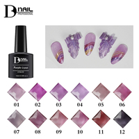 BD Purple Crystal 12 couleurs Série violet doux, version entièrement transparente, saine et hypoallergénique pour la manucure quotidienne