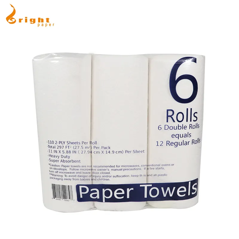 Rollo de 110 hojas de papel de cocina, paño de toalla de 2 capas con relieve blanco de succión de aceite Ultra