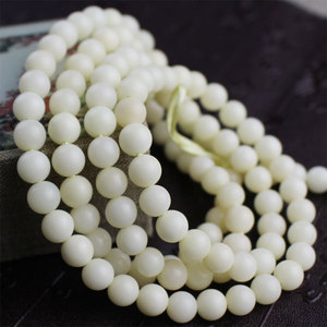 Bracelet de prière en graines de Bodhi de jade blanc, 108 perles rondes et lisses, style ethnique, bijoux religieux, collier unisexe, perles de prière, Hangzhou - Product Image 1